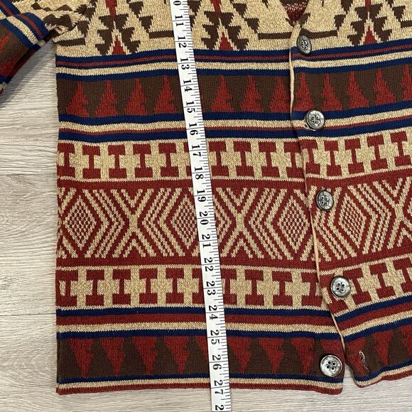 Sun + Stone Cardigan Mens Sweater Medium Western Native Print Artsy Indie - Picture 5 of 7